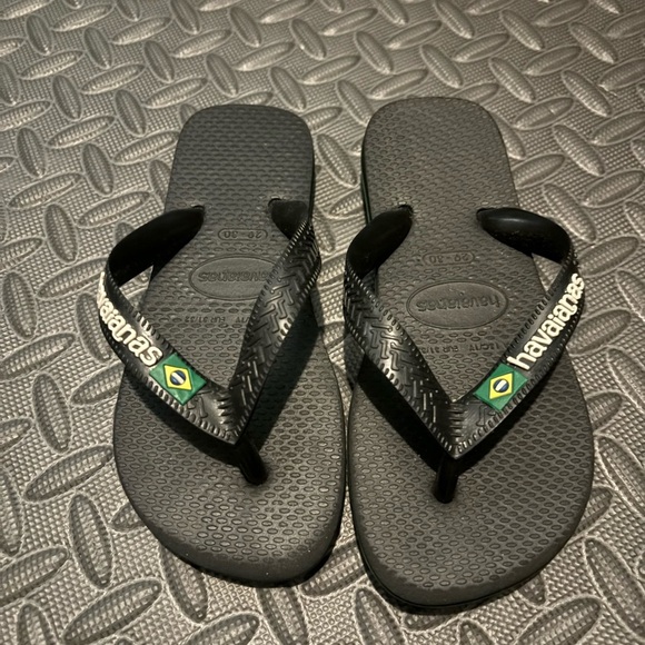 Havaianas Brazil Kids Black Flip Flop Sandals 13C/1Y Beach Pool Synthetic Rubber - Picture 1 of 5